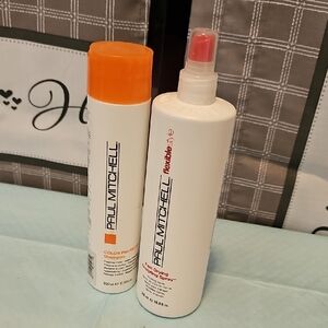 Paul Mitchell Orange and White Shampoo and Spray Set.